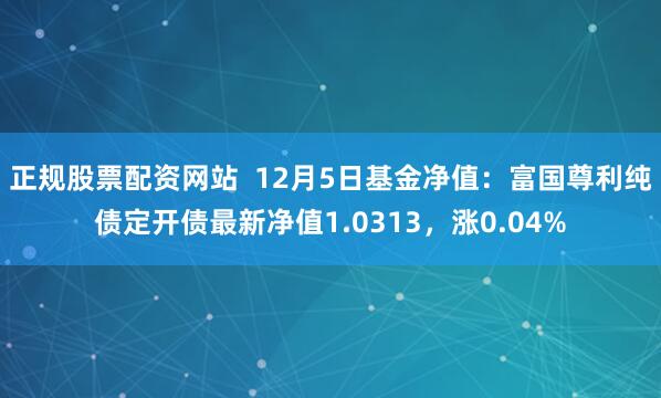 正规股票配资网站  12月5日基金净值：富国尊利纯债定开债最新净值1.0313，涨0.04%