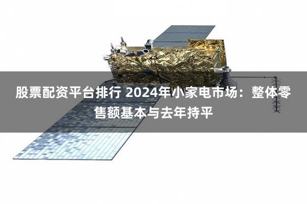 股票配资平台排行 2024年小家电市场：整体零售额基本与去年持平