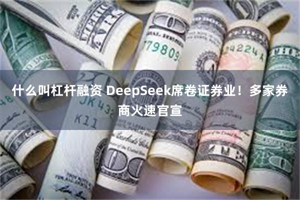 什么叫杠杆融资 DeepSeek席卷证券业！多家券商火速官宣